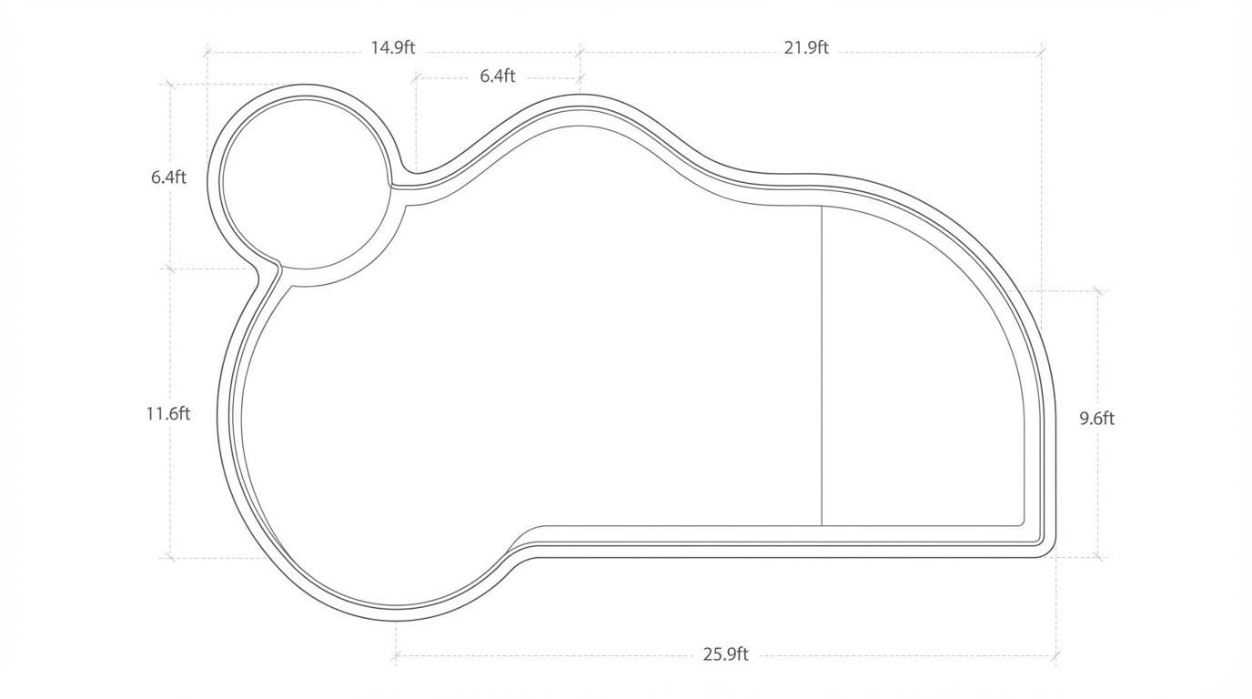 Aerial view of turquoise swimming pool